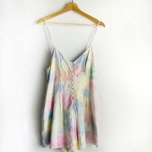 New! American Eagle Tie Dye Eyelet romper NWT size Medium Pastel colors